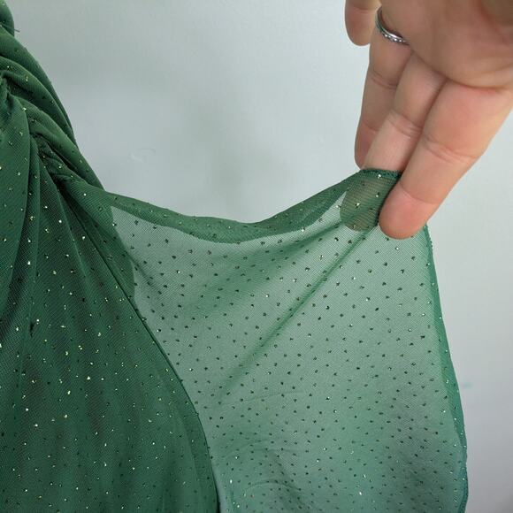 Vintage Nites Prom Dress Maxi Gown 14 Green Ombre Y2K Fairy Rhinestone Glam - Picture 6 of 12